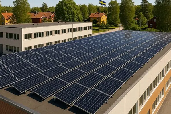 Solceller på tak sommar 