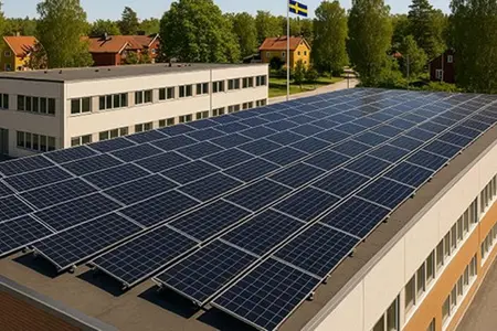 Solceller på tak sommar 