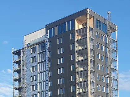 Framnäsuddens fasader skyddas med Isover Weather protect
