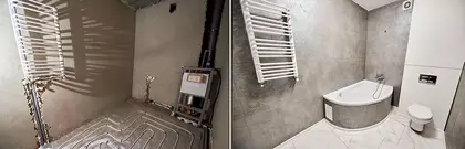 Före/efterbild renoverat badrum