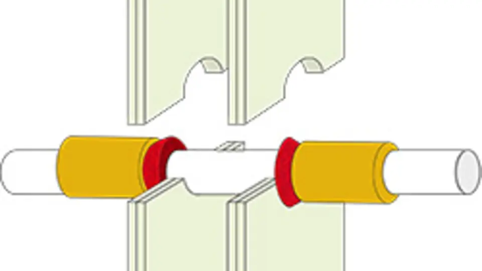 Drywall pvc interupted yellow insulation