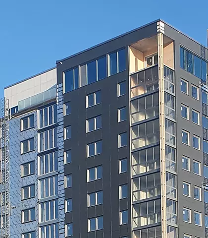 Framnäsuddens fasader skyddas med Isover Weather protect